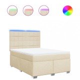 Cumpara ieftin Pat continental cu saltea, crem, 140x200 cm, material textil