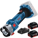 Bosch GCU 18V-30 + GBA + GAL 18V-40 - Masina de frezat gips-carton 3.17 3.96 6.35 mm + Set 2 acumulatori si incarcator Li-Ion 18 V 5 Ah