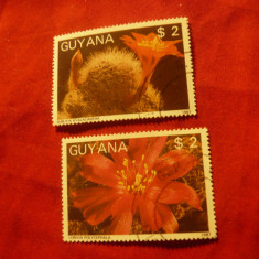 2 Timbre Guyana 1968 - Flora- Cactusi , val. 2$ stampilat