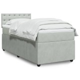 Gossi pat box spring cu saltea, gri deschis, 90x190 cm, catifea