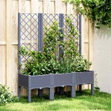 Cumpara ieftin Jardinieră de grădină cu spalier, albastru gri, 120x40x142 cm, PP