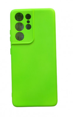 Huse silicon antisoc cu microfibra interior Samsung S21 Ultra Verde Neon foto