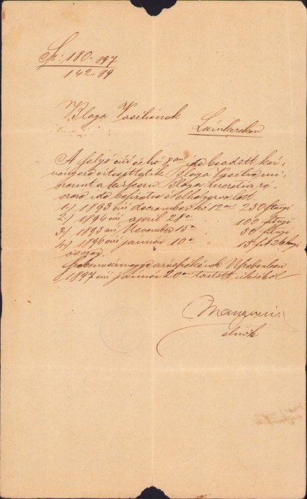 HST A1397 Semnătură olografă Mangesius 1897