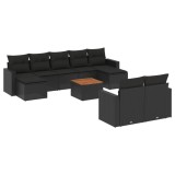 Cumpara ieftin Set canapele de gradina cu perne, 10 piese, negru, poliratan