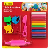 Set Plastilină Little President, 12 Culori, Forme Animale, Cilindru și Cuțit, Multicolor, 18 Piese