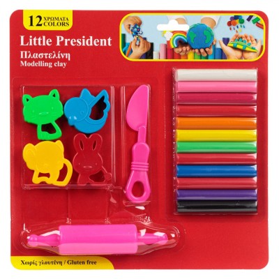 Set Plastilină Little President, 12 Culori, Forme Animale, Cilindru și Cuțit, Multicolor, 18 Piese foto