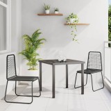 VidaXL Scaune exterioare negre 3 pcs Negru 80 x 80 x 73 cm