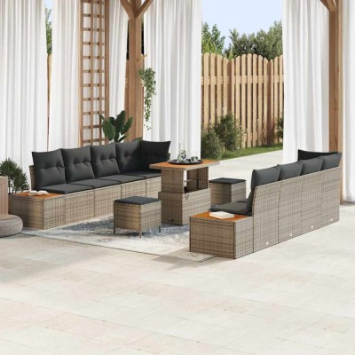 vidaXL Set de canapele pentru grădină 11 pcs Gri și gri &amp;icirc;nchis foto