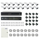 Kit supraveghere video PNI cu 16 camere IP 4MP, NVR si accesorii complete