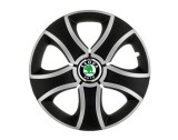 Cumpara ieftin Set 4 capace roti Bis Gri-Negru R15 pentru gama auto Skoda, Autohelix MSA