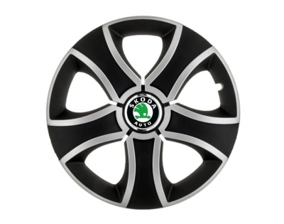 Set 4 capace roti Bis Gri-Negru R15 pentru gama auto Skoda foto