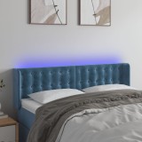 VidaXL Tăblie de pat cu LED, albastru &icirc;nchis, 147x16x78/88 cm, catifea 3123722
