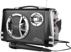 Boxa Portabila Media-Tech Karaoke Boombox BT, Radio FM, MP3 Player, 20W RMS, cu Subwoofer si Difuzoare Stereo, Incinta Lemn, USB + SD, Telecomanda, A foto