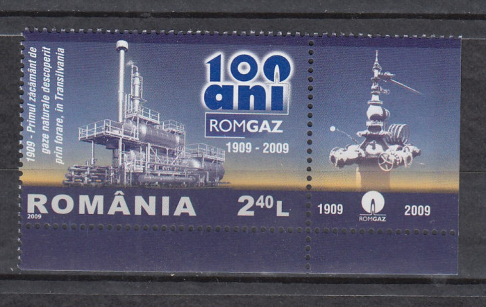 ROMANIA 2009 LP 1831 a - 100 ANI ROMGAZ SERIE CU VINIETA MNH