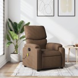 VidaXL Fotoliu de masaj rabatabil, maro, material textil