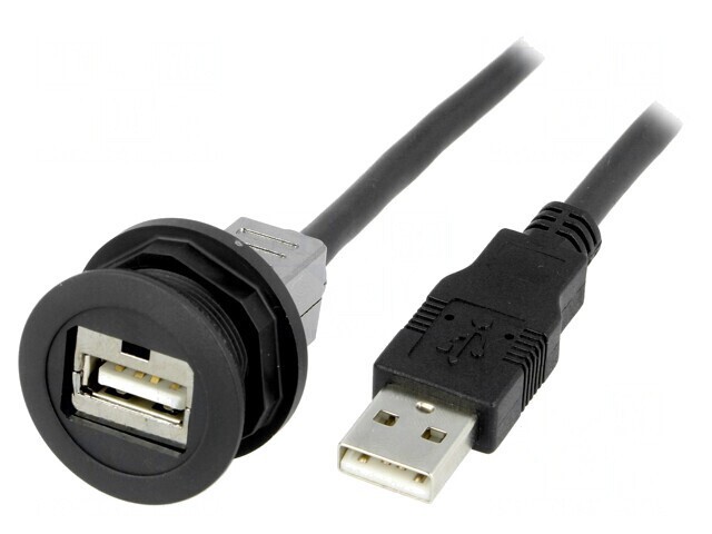 Soclu USB &Oslash;22mm IP20 neagră 1m