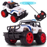 Masinuta de politie off-road cu telecomanda, 28 x 17,5 x 16,5 cm, plastic, alb, Malplay