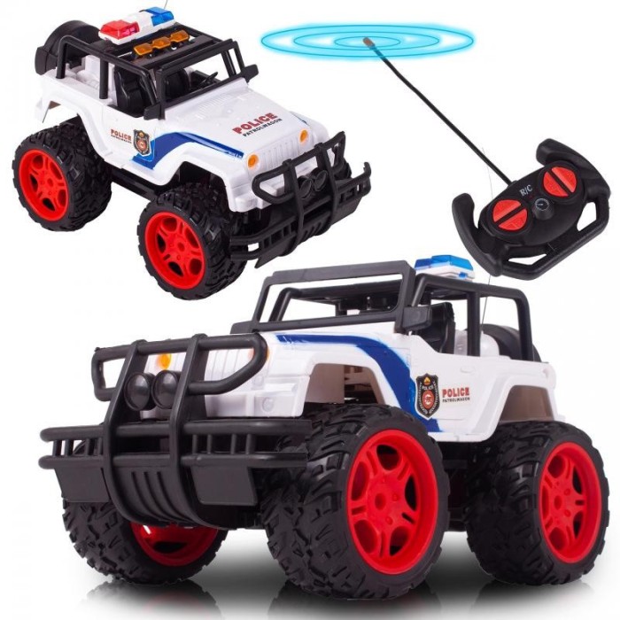 Masinuta de politie off-road cu telecomanda, 28 x 17,5 x 16,5 cm, plastic, alb