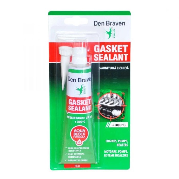 Etansant pentru garnituri, rezistent la temperaturi inalte, Den Braven Gasket Sealant, rosu, 80 ml