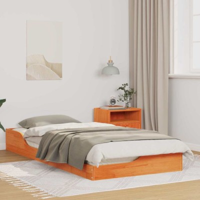 vidaXL Cadru de pat de podea Maro ceruit 80 x 200 cm Lemn masiv de pin 873393 foto