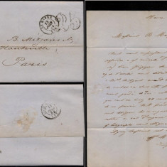 France 1854 Stampless Cover + Content Le Havre to Paris D.851
