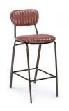 Cumpara ieftin Scaun de bar cu spatar picioare fier negru si sezut piele ecologica maro Debbie 44 cm x 51 cm x 100 h x 74 h1
