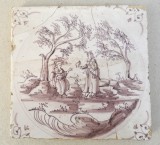 &quot;Scena biblica&quot; placa ceramica de Delft sec 18