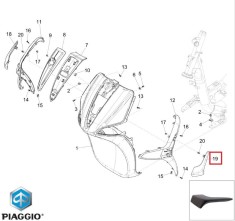 Deflector fata (ornament) stanga original Piaggio Liberty iGet (15-23) 4T 3V 125-150cc - culoare: negru mat