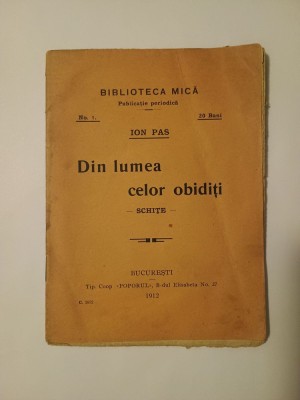 Ion Pas - Din lumea celor obidiți (schițe) (debut editorial, 1912) foto