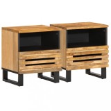 VidaXL Noptiere, 2 buc., 40x34x46 cm, lemn masiv de mango brut