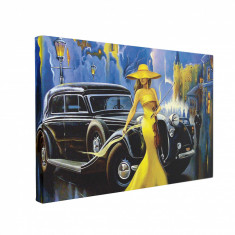 Tablou Canvas Car and Girl Old City foto