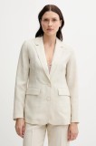 United Colors of Benetton blazer din amestec de in culoarea bej, un singur rand de nasturi, uni, 25BVDW036
