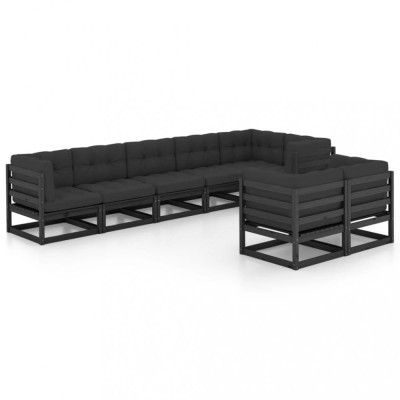 vidaXL Set mobilier grădină cu perne, 8 piese, lemn masiv pin foto