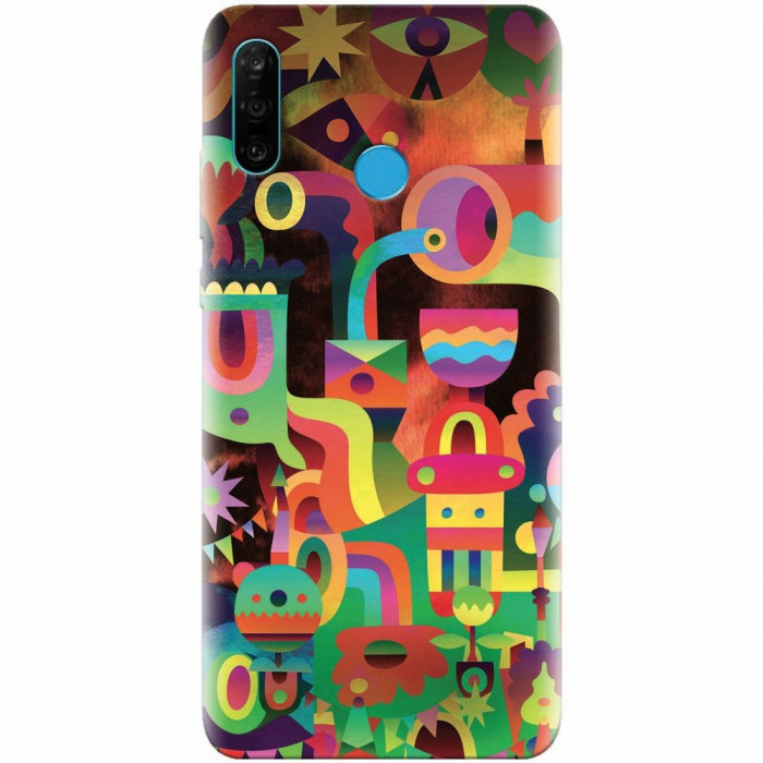 Husa silicon pentru Huawei P30 Lite, Abstract Colorful Shapes
