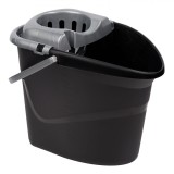 Găleată Mop Plastic, Capacitate 15L, Negru, Storcător Gri