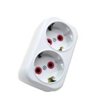 Dublu stecher 2x SCHUKO 16A 3500W alb/rosu VE12000 LAVA Sokets