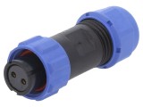 Conector circular WEIPU SP13 mamă 2 pini IP68 13A 250V 5-8mm