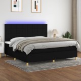 Cumpara ieftin Pat cu arcuri, saltea și LED, negru, 200x200 cm, textil