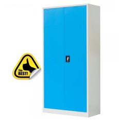 Fiset dulap metalic 4 polite+baza, 180x80x35 cm, 60 kg/polita, usi color albastre, dulap metalic neasamblat