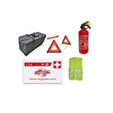 Kit siguranta auto complet trusa cutie alba 2 triunghiuri vesta geanta stingator fara manometru