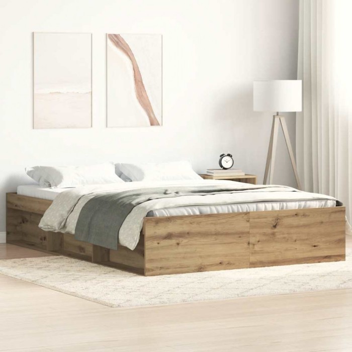 Gossi cadru pat fara saltea stejar artisan 160x200cm lemn prelucrat