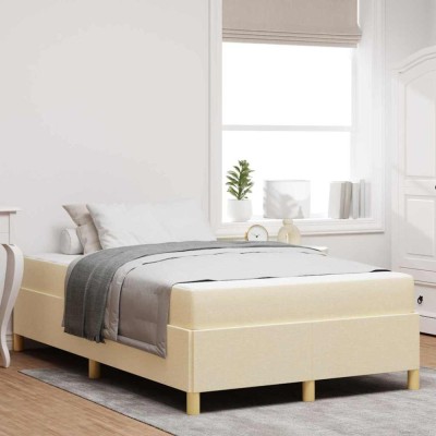 vidaXL Pat cu arcuri cu saltea Alb și crem 120 x 190 cm Poliester 3398925 foto