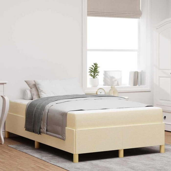 vidaXL Pat cu arcuri cu saltea Alb și crem 120 x 190 cm Poliester 3398925