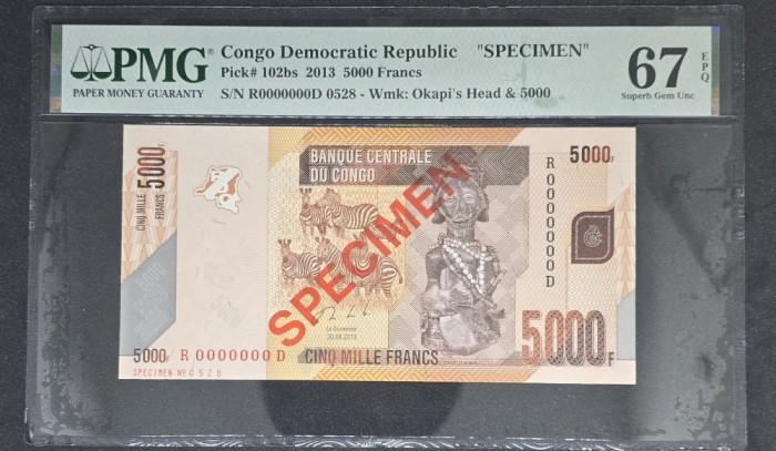 SPECIMEN 5000 Francs Congo