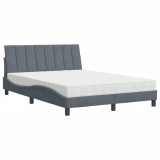 Cumpara ieftin Pat cu saltea, Hanko, gri inchis, 140x200 cm, catifea