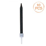 Set Lum&acirc;nări Aniversare, 10 Bucăți, Negru cu Glitter, 5 cm, Oem