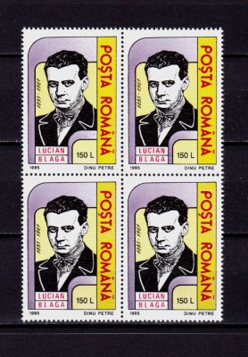 ✅ RO 1995 LP 1378 &amp;quot;Lucian Blaga - 100 de ani de la nastere&amp;quot; , serie in bloc de 4 , MNH foto