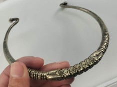 Torques tribal indian Rajasthan autentic (sec. XIX-XX), aliaj argint, raritate