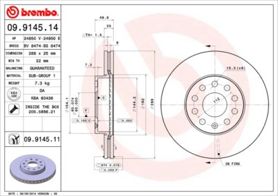 BREMBO 09.9145.11 PRIME LINE - UV Coated Disc frana foto