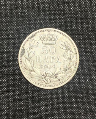 Moneda 50 para 1904 argint Serbia foto